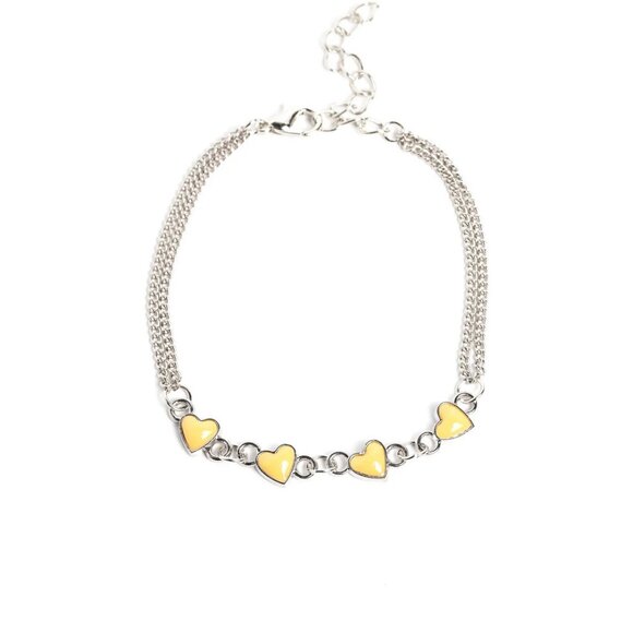 Paparazzi Jewelry Accessories - Smitten Sweethearts - Yellow Bracelet - Vintage - Picture 2 of 4